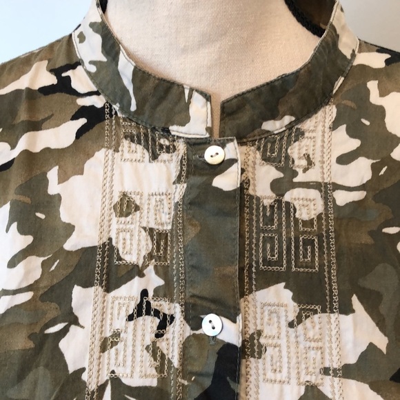 Chico’s (G) camo floral button down shirt size 3  (L) long sleeve with needl… - Picture 2 of 11